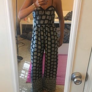 Black and white romper/ play suit with pockets